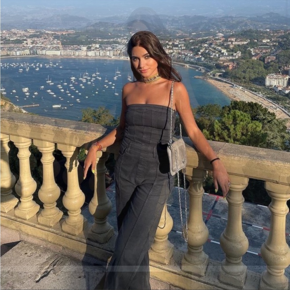 Zara CORSET DENIM JUMPSUIT